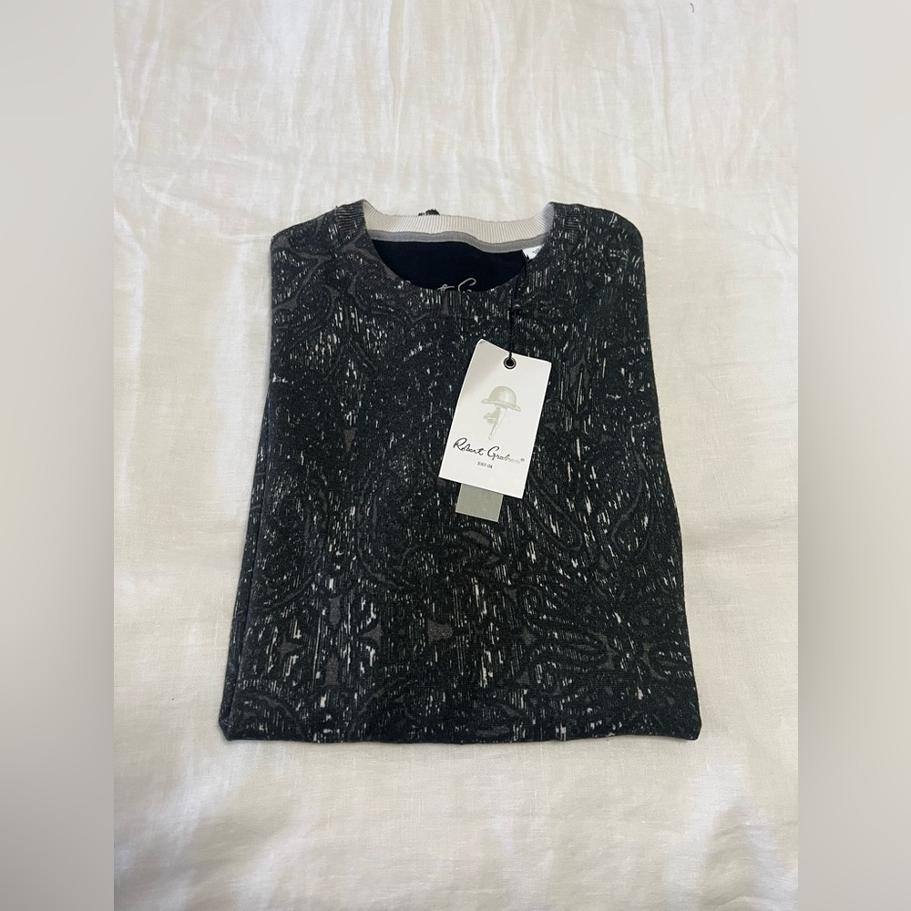 Robert Graham | Men's Small | Black Taurus Linen Cotton Crew Neck Sweater NWT - Picture 11 of 11
